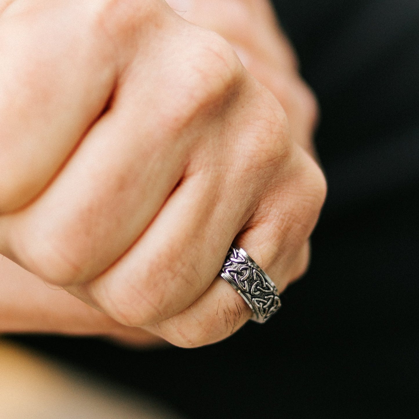 Men's silver steel ring Odin
