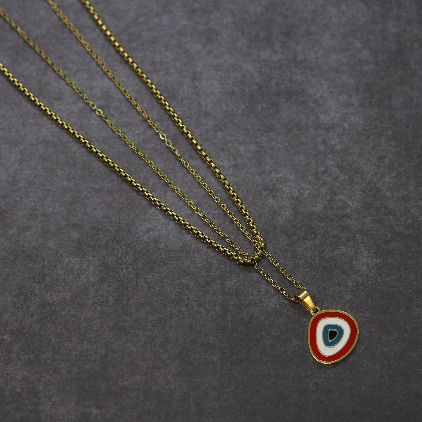 Eye Double Chain (Gold-Red)