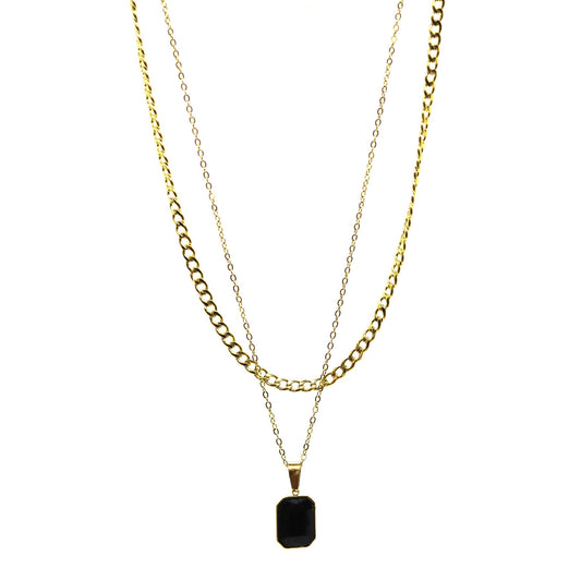 Crystal Double Chain 77 (Gold-Black)