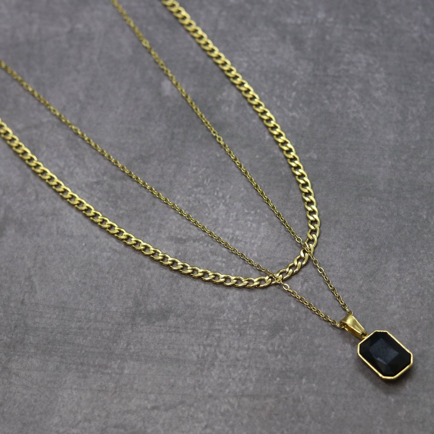 Crystal Double Chain 77 (Gold-Black)