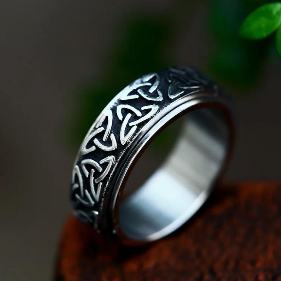 Men's silver steel ring Odin
