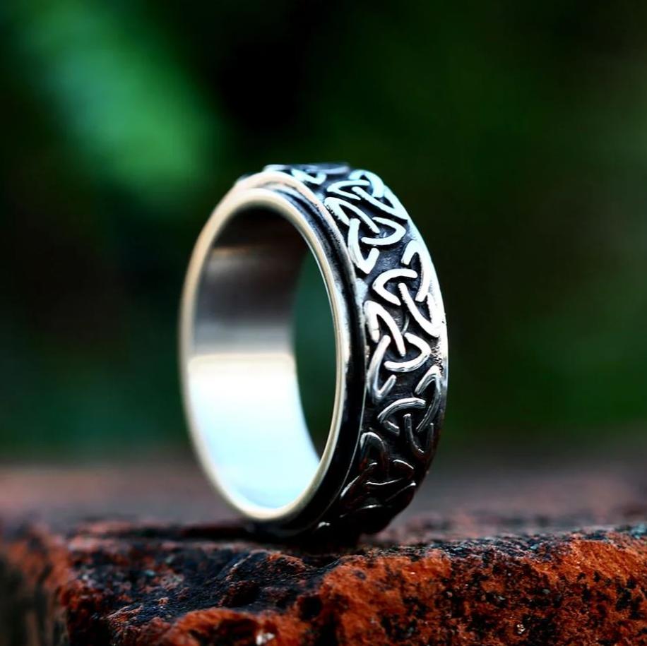 Men's silver steel ring Odin