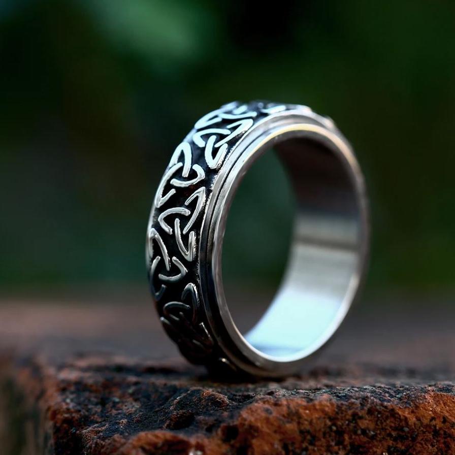 Men's silver steel ring Odin