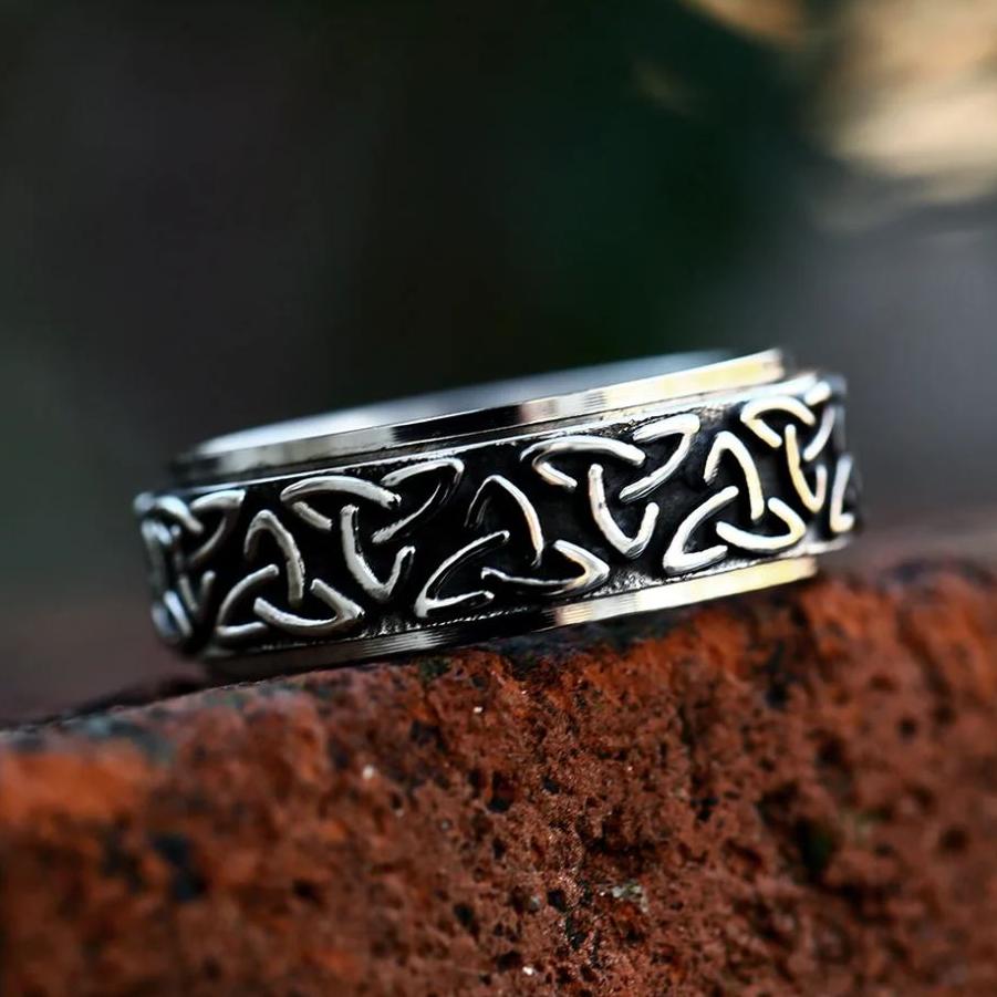 Men's silver steel ring Odin
