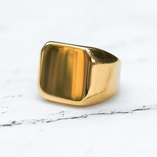 Ανδρικό χρυσό ατσάλινο δαχτυλίδι Gold