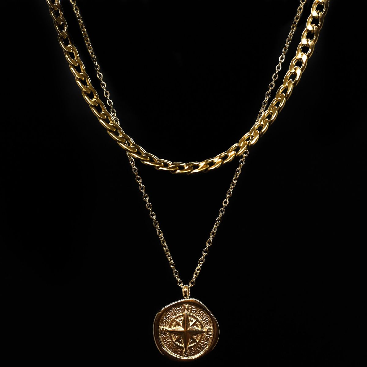 Compass Double Chain (Gold)