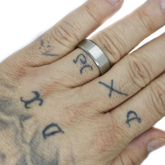 Unisex ασημί ατσάλινο δαχτυλίδι Boda 8mm