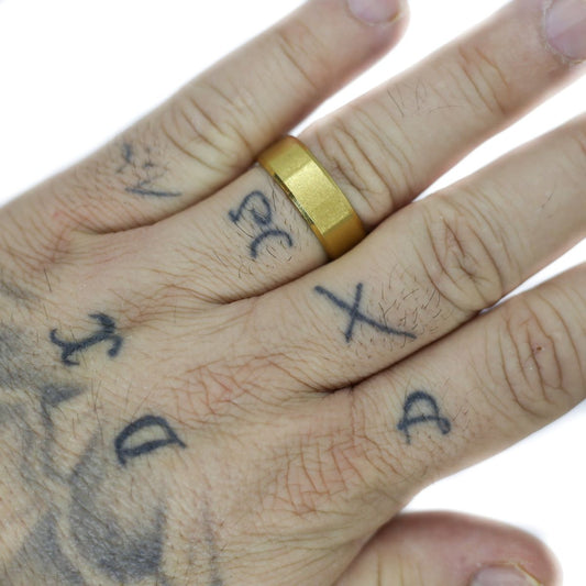 Unisex χρυσό ατσάλινο δαχτυλίδι Boda 8mm