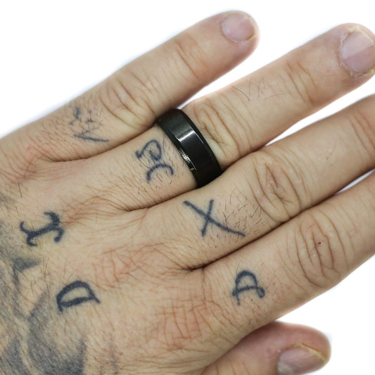 Unisex μαύρο ατσάλινο δαχτυλίδι Boda 8mm