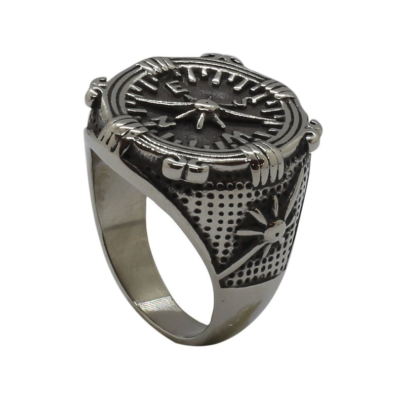 Ανδρικό ατσάλινο δαχτυλίδι με πυξίδα Compass (Silver)