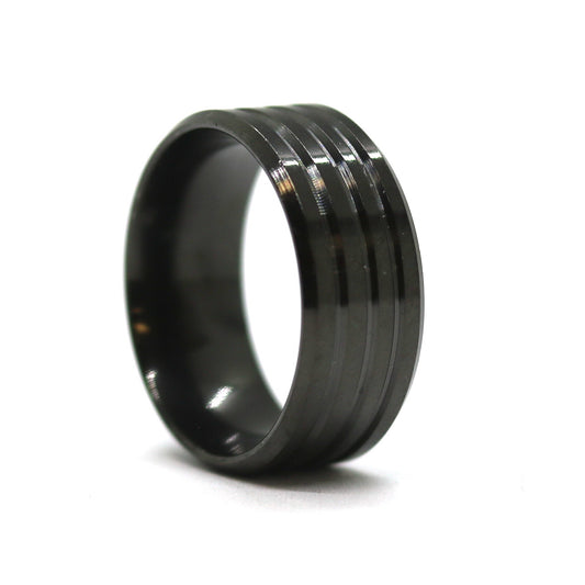 Ανδρικό μαύρο ατσάλινο δαχτυλίδι Tres