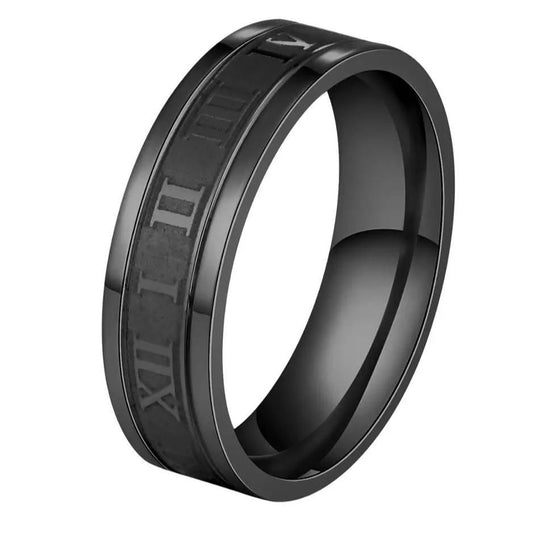 Ανδρικό μαύρο ατσάλινο δαχτυλίδι Hora