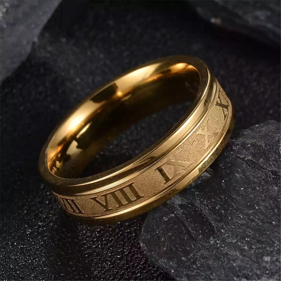 Men's gold steel ring Hora
