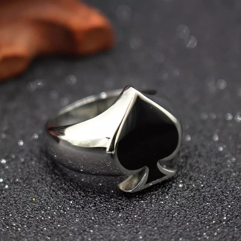 Men's steel Spade ring