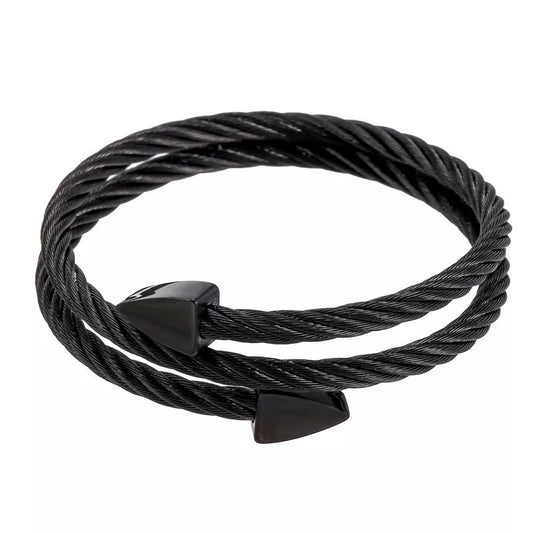 Ανδρικό μαύρο ατσάλινο βραχιόλι χειροπέδα Malo Double