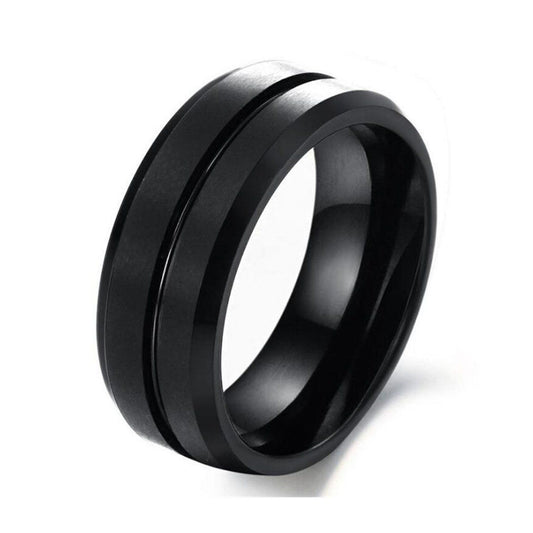 Ανδρικό μαύρο ατσάλινο δαχτυλίδι Strip