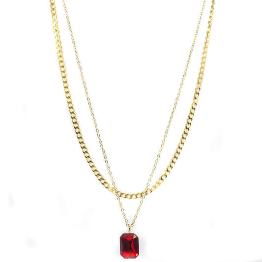 Crystal Double Chain 77 (Gold-Red)
