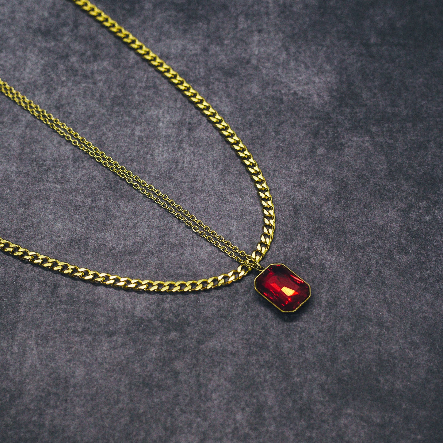 Crystal Double Chain 77 (Gold-Red)