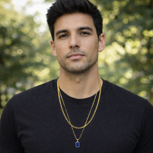 Crystal Double Chain 77 (Gold-Blue)