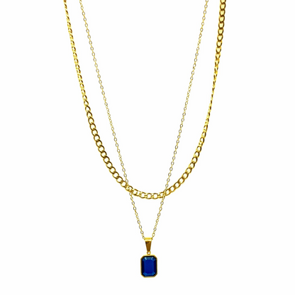 Crystal Double Chain 77 (Gold-Blue)