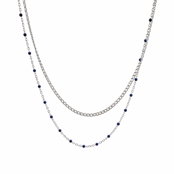Navy Bead Double Chain