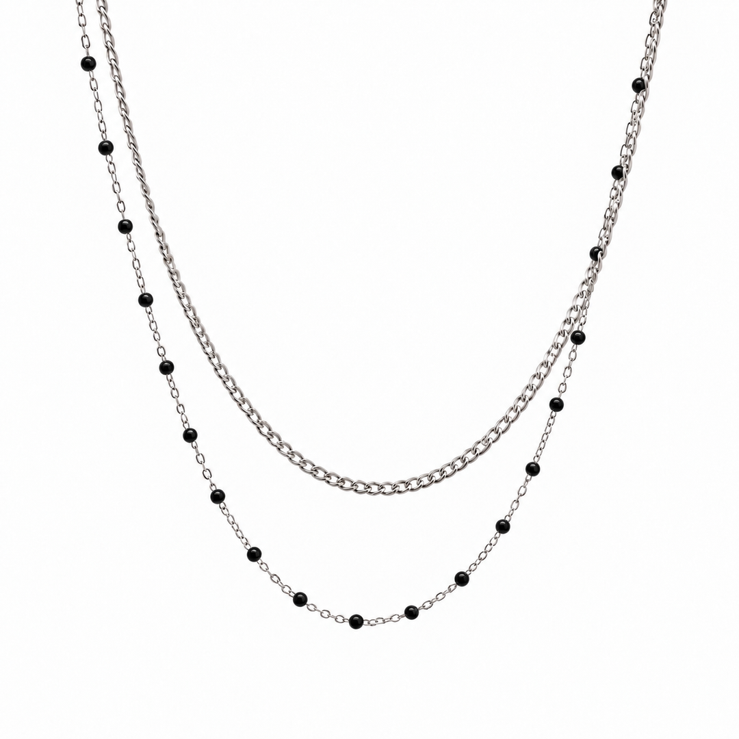 Black Bead Double Chain
