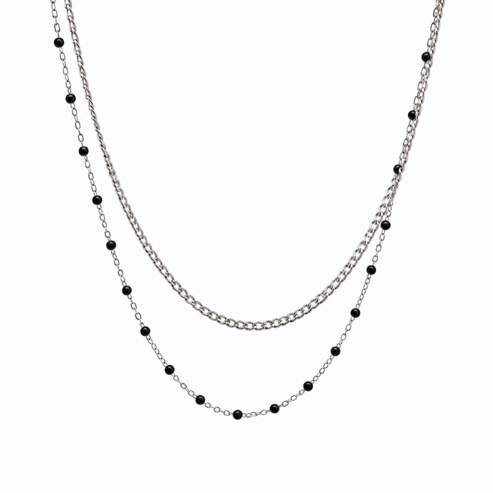 Black Bead Double Chain