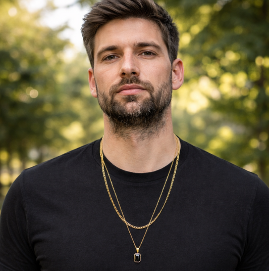 Crystal Double Chain 77 (Gold-Black)