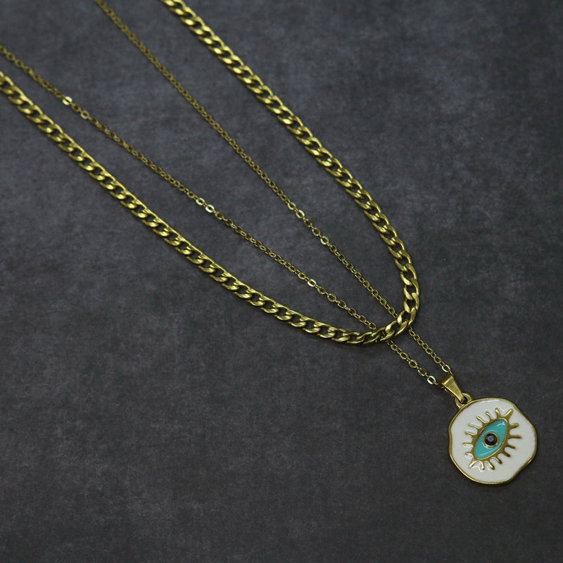 Eye Double Chain (Gold-Green)