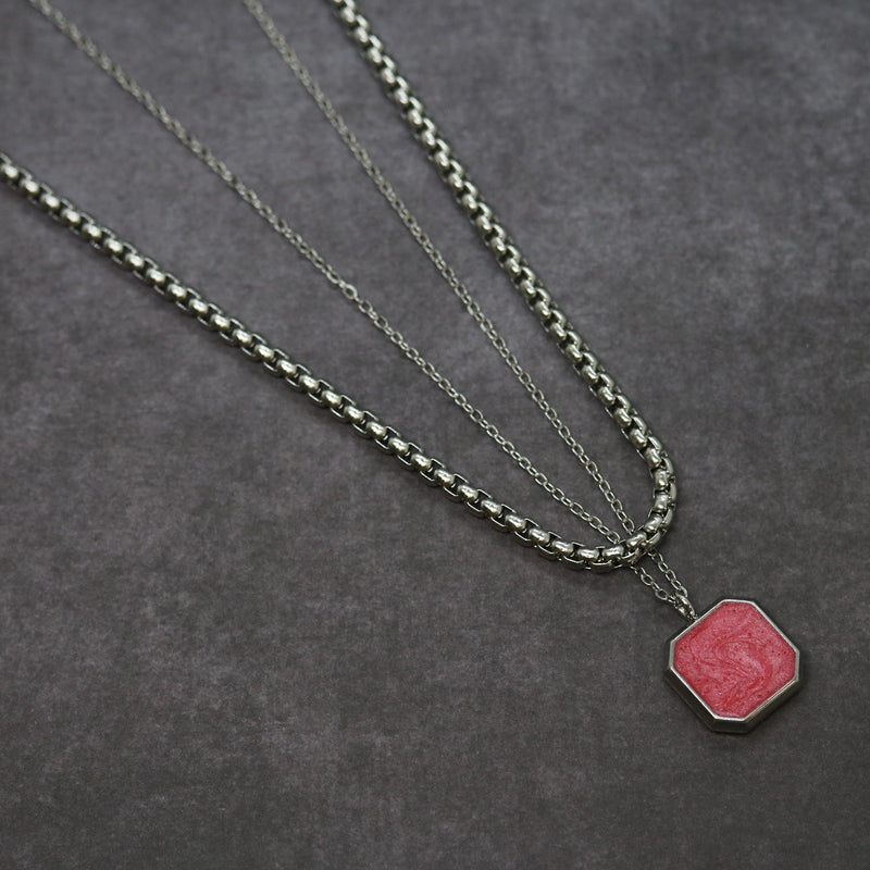 Square Double Chain (Silver-Red)