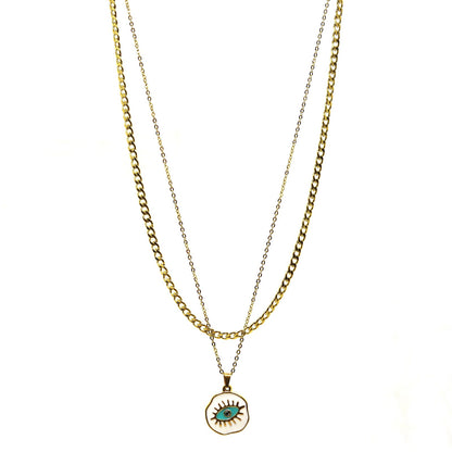 Eye Double Chain (Gold-Green)