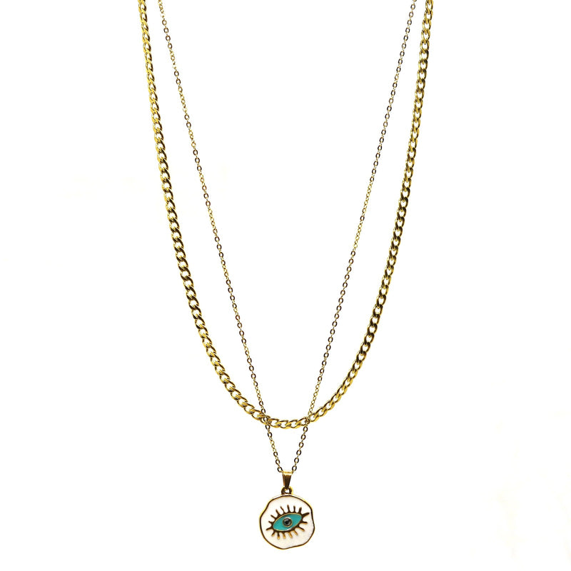 Eye Double Chain (Gold-Green)