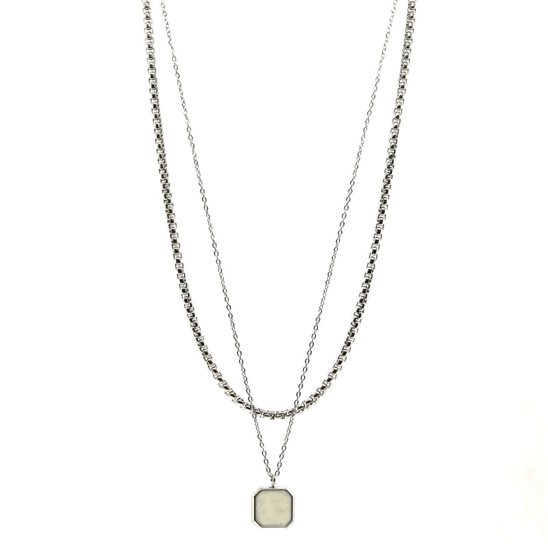 Square Double Chain (Silver-White)