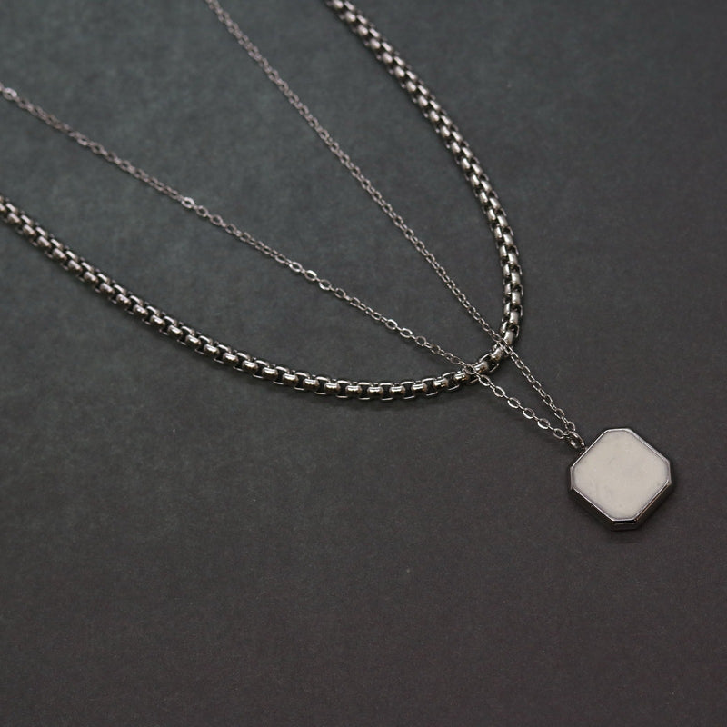 Square Double Chain (Silver-White)