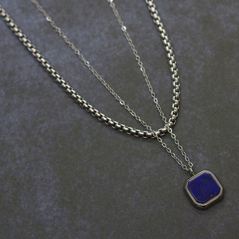 Square Double Chain (Silver-Blue)