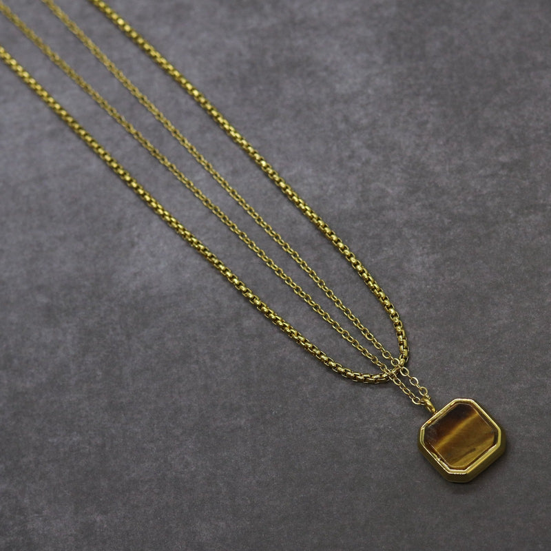 Square Double Chain (Gold-Brown)