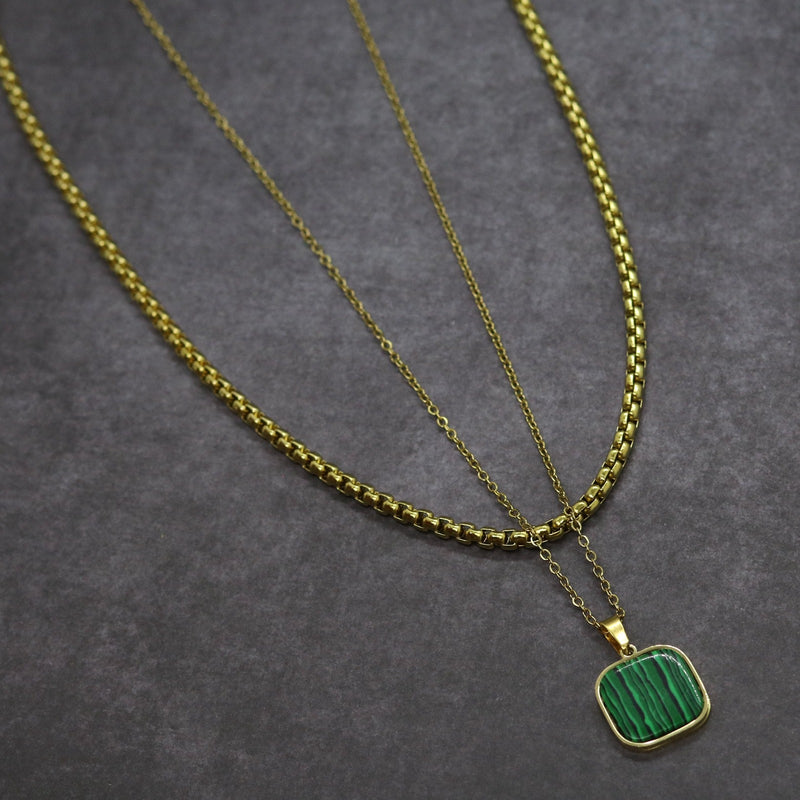 Square Double Chain (Gold-Green)