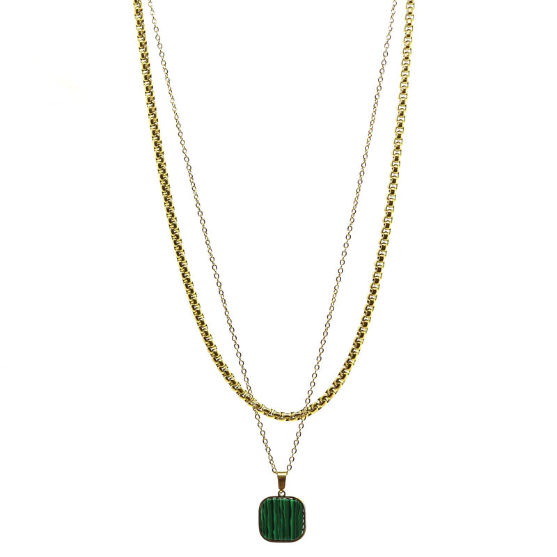 Square Double Chain (Gold-Green)