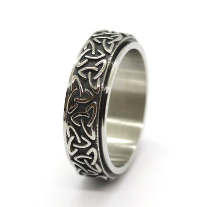 Men's silver steel ring Odin