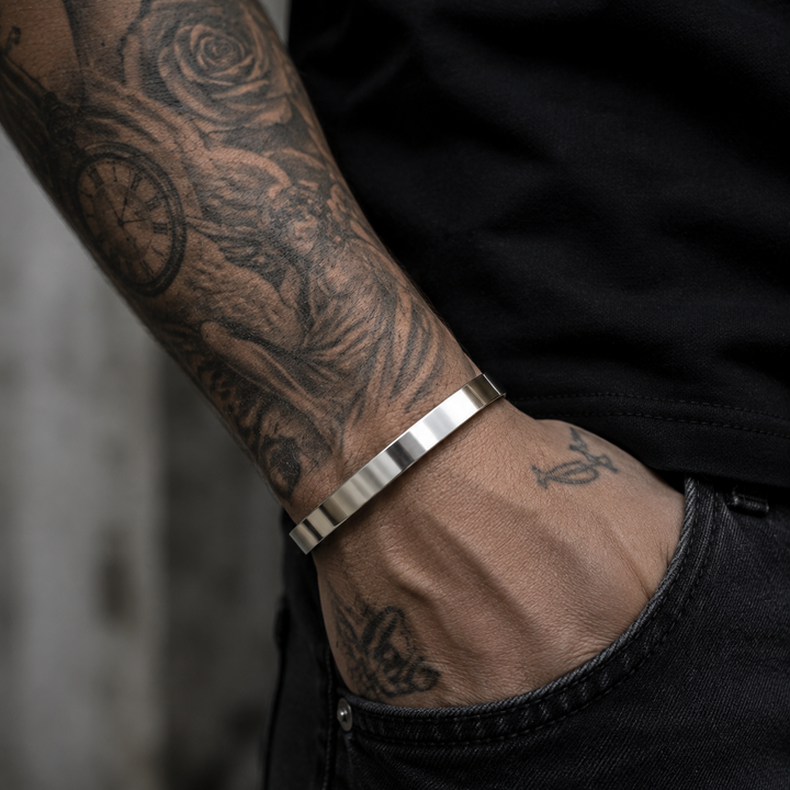 Solid Cuff 8mm ασημί ανδρικό ατσάλινο cuff βραχιόλι από ανοξείδωτο ατσάλι 316L