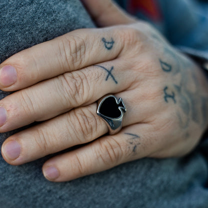 Men's steel Spade ring