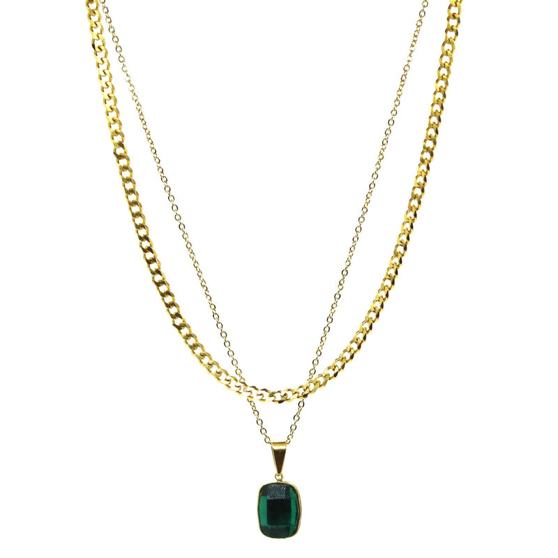 Crystal Double Chain 77 (Gold-Green)