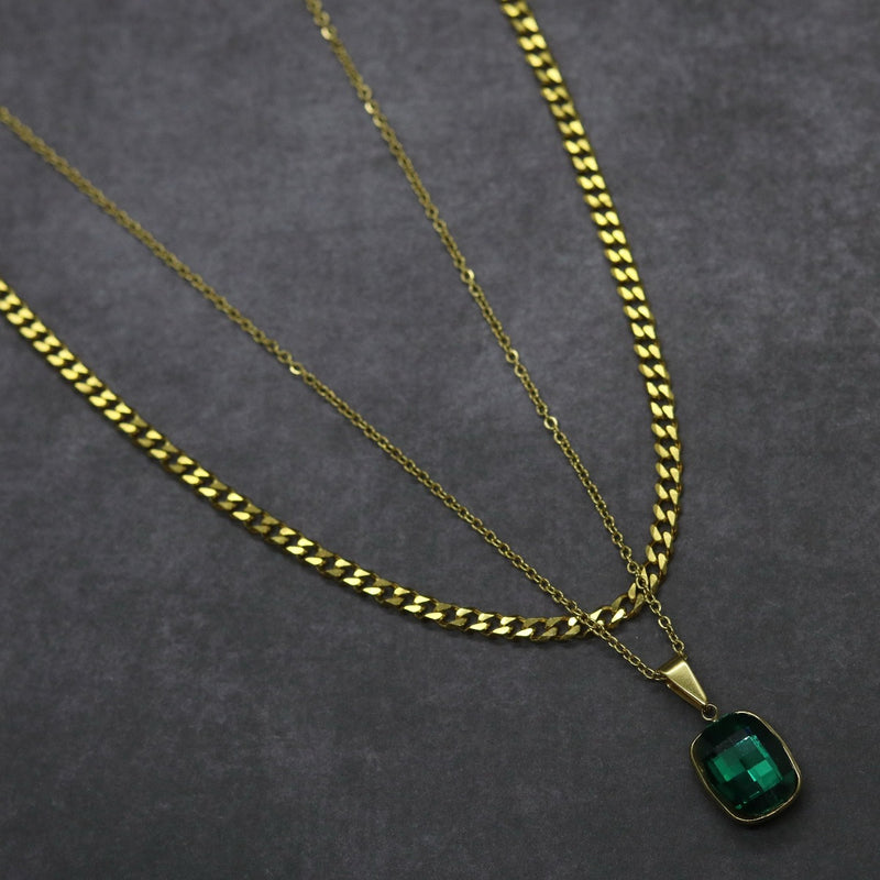 Crystal Double Chain 77 (Gold-Green)