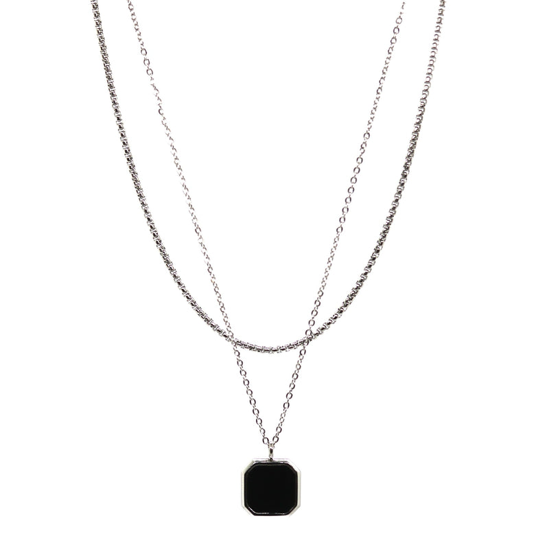 Square Double Chain (Silver-Black)