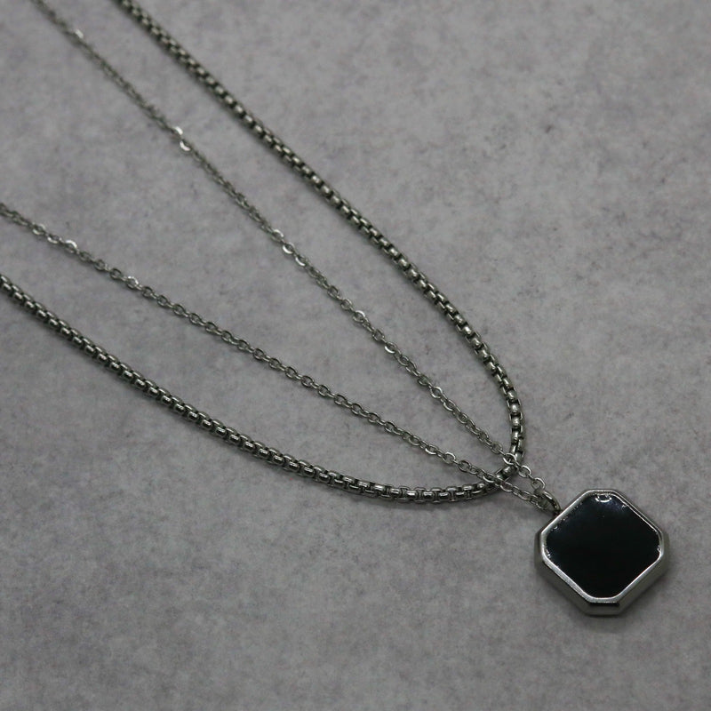 Square Double Chain (Silver-Black)