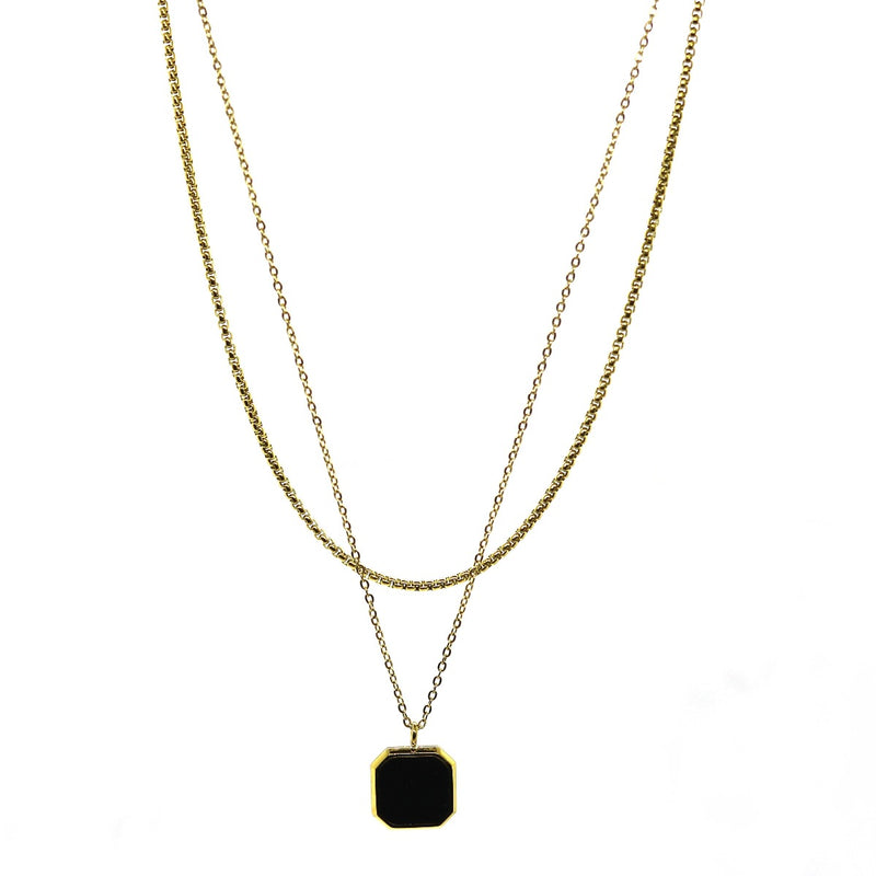 Square Double Chain (Gold-Black)