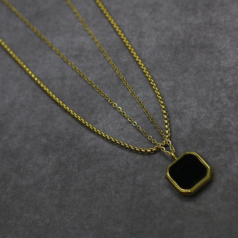 Square Double Chain (Gold-Black)