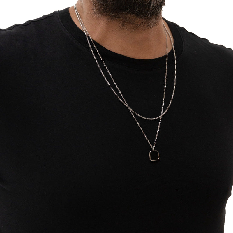 Square Double Chain (Silver-Black)