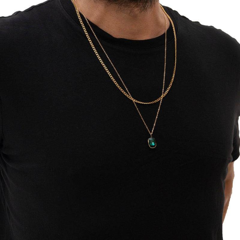 Crystal Double Chain 77 (Gold-Green)