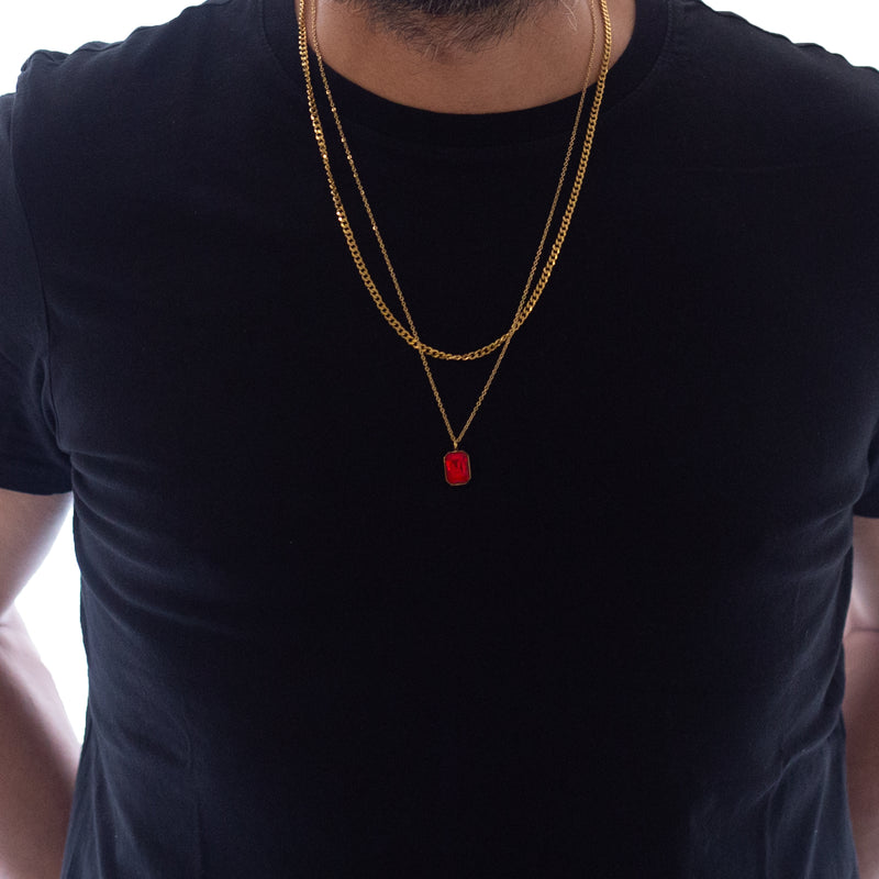 Crystal Double Chain 77 (Gold-Red)